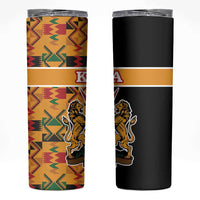 Kenya Coat Of Arms Skinny Tumbler With Kente Patterns - Wonder Print Shop