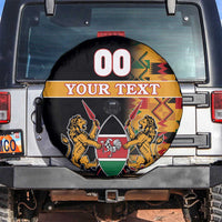 Custom Kenya Coat Of Arms Spare Tire Cover With Kente Patterns - Wonder Print Shop