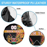 Custom Kenya Coat Of Arms Spare Tire Cover With Kente Patterns - Wonder Print Shop