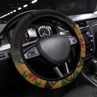 Kenya Coat Of Arms Steering Wheel Cover With Kente Patterns - Wonder Print Shop