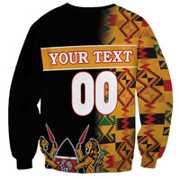 Custom Kenya Coat Of Arms Sweatshirt With Kente Patterns - Wonder Print Shop