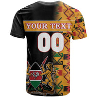 Custom Kenya Coat Of Arms T Shirt With Kente Patterns - Wonder Print Shop