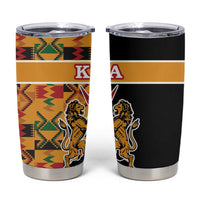 Kenya Coat Of Arms Tumbler Cup With Kente Patterns - Wonder Print Shop