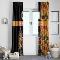 Custom Kenya Coat Of Arms Window Curtain With Kente Patterns - Wonder Print Shop