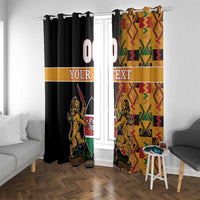 Custom Kenya Coat Of Arms Window Curtain With Kente Patterns - Wonder Print Shop