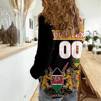 Custom Kenya Coat Of Arms Women Casual Shirt With Kente Patterns - Wonder Print Shop