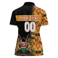 Custom Kenya Coat Of Arms Women Polo Shirt With Kente Patterns - Wonder Print Shop