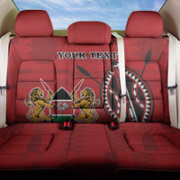 Personalized Kenya Coat Of Arms Back Car Seat Cover Ethnic Seamless Pattern - Wonder Print Shop