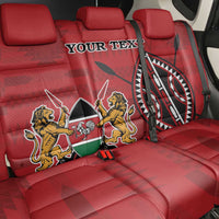 Personalized Kenya Coat Of Arms Back Car Seat Cover Ethnic Seamless Pattern - Wonder Print Shop