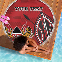 Personalized Kenya Coat Of Arms Beach Blanket Ethnic Seamless Pattern - Wonder Print Shop