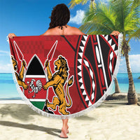 Personalized Kenya Coat Of Arms Beach Blanket Ethnic Seamless Pattern - Wonder Print Shop