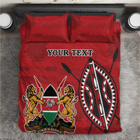 Personalized Kenya Coat Of Arms Bedding Set Ethnic Seamless Pattern - Wonder Print Shop