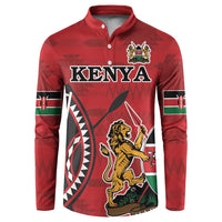 Personalized Kenya Coat Of Arms Button Sweatshirt Ethnic Seamless Pattern - Wonder Print Shop