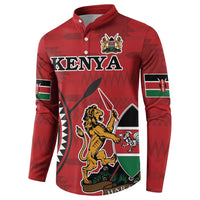 Personalized Kenya Coat Of Arms Button Sweatshirt Ethnic Seamless Pattern - Wonder Print Shop