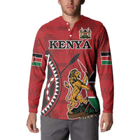 Personalized Kenya Coat Of Arms Button Sweatshirt Ethnic Seamless Pattern - Wonder Print Shop