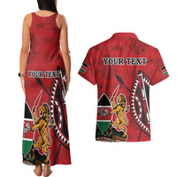 Personalized Kenya Coat Of Arms Couples Matching Tank Maxi Dress and Hawaiian Shirt Ethnic Seamless Pattern - Wonder Print Shop