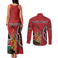 Personalized Kenya Coat Of Arms Couples Matching Tank Maxi Dress and Long Sleeve Button Shirt Ethnic Seamless Pattern - Wonder Print Shop