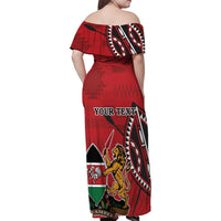 Personalized Kenya Coat Of Arms Family Matching Off Shoulder Maxi Dress and Hawaiian Shirt Ethnic Seamless Pattern - Wonder Print Shop