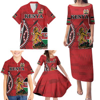 Personalized Kenya Coat Of Arms Family Matching Puletasi and Hawaiian Shirt Ethnic Seamless Pattern - Wonder Print Shop