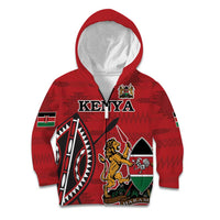 Personalized Kenya Coat Of Arms Kid Hoodie Ethnic Seamless Pattern - Wonder Print Shop