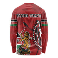 Personalized Kenya Coat Of Arms Long Sleeve Shirt Ethnic Seamless Pattern - Wonder Print Shop