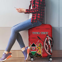 Personalized Kenya Coat Of Arms Luggage Cover Ethnic Seamless Pattern - Wonder Print Shop