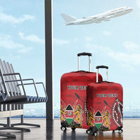 Personalized Kenya Coat Of Arms Luggage Cover Ethnic Seamless Pattern - Wonder Print Shop