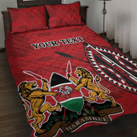 Personalized Kenya Coat Of Arms Quilt Bed Set Ethnic Seamless Pattern - Wonder Print Shop