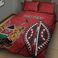 Personalized Kenya Coat Of Arms Quilt Bed Set Ethnic Seamless Pattern - Wonder Print Shop