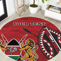 Personalized Kenya Coat Of Arms Round Carpet Ethnic Seamless Pattern