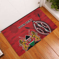 Personalized Kenya Coat Of Arms Rubber Doormat Ethnic Seamless Pattern - Wonder Print Shop
