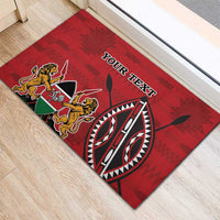 Personalized Kenya Coat Of Arms Rubber Doormat Ethnic Seamless Pattern - Wonder Print Shop