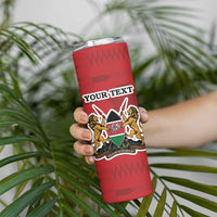 Personalized Kenya Coat Of Arms Skinny Tumbler Ethnic Seamless Pattern - Wonder Print Shop