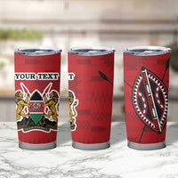Personalized Kenya Coat Of Arms Tumbler Cup Ethnic Seamless Pattern - Wonder Print Shop