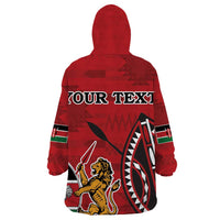 Personalized Kenya Coat Of Arms Wearable Blanket Hoodie Ethnic Seamless Pattern - Wonder Print Shop