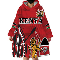 Personalized Kenya Coat Of Arms Wearable Blanket Hoodie Ethnic Seamless Pattern - Wonder Print Shop