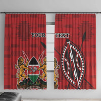 Personalized Kenya Coat Of Arms Window Curtain Ethnic Seamless Pattern - Wonder Print Shop