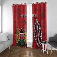 Personalized Kenya Coat Of Arms Window Curtain Ethnic Seamless Pattern - Wonder Print Shop