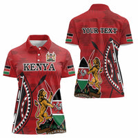 Personalized Kenya Coat Of Arms Women Polo Shirt Ethnic Seamless Pattern - Wonder Print Shop