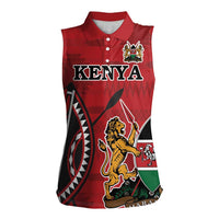 Personalized Kenya Coat Of Arms Women Sleeveless Polo Shirt Ethnic Seamless Pattern - Wonder Print Shop