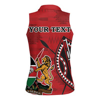 Personalized Kenya Coat Of Arms Women Sleeveless Polo Shirt Ethnic Seamless Pattern - Wonder Print Shop