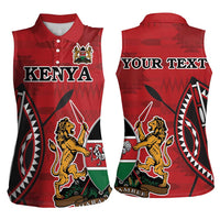 Personalized Kenya Coat Of Arms Women Sleeveless Polo Shirt Ethnic Seamless Pattern - Wonder Print Shop