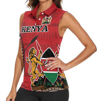 Personalized Kenya Coat Of Arms Women Sleeveless Polo Shirt Ethnic Seamless Pattern - Wonder Print Shop