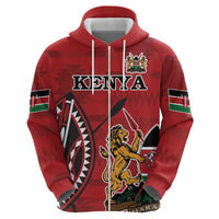 Personalized Kenya Coat Of Arms Zip Hoodie Ethnic Seamless Pattern - Wonder Print Shop