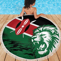 Kenya Lion Head Beach Blanket Flag Style - Wonder Print Shop