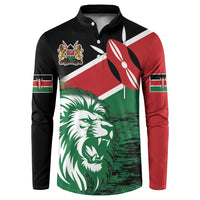 Kenya Lion Head Button Sweatshirt Flag Style - Wonder Print Shop