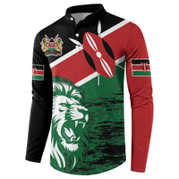 Kenya Lion Head Button Sweatshirt Flag Style - Wonder Print Shop