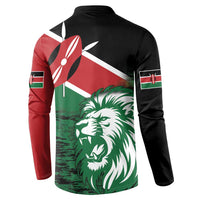 Kenya Lion Head Button Sweatshirt Flag Style - Wonder Print Shop