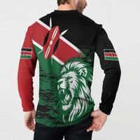 Kenya Lion Head Button Sweatshirt Flag Style - Wonder Print Shop