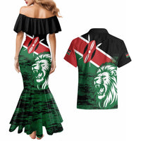 Kenya Lion Head Couples Matching Mermaid Dress and Hawaiian Shirt Flag Style - Wonder Print Shop
